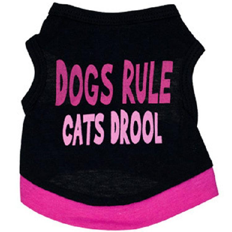 Black Printed Pink Letter Cotton Dog Vest