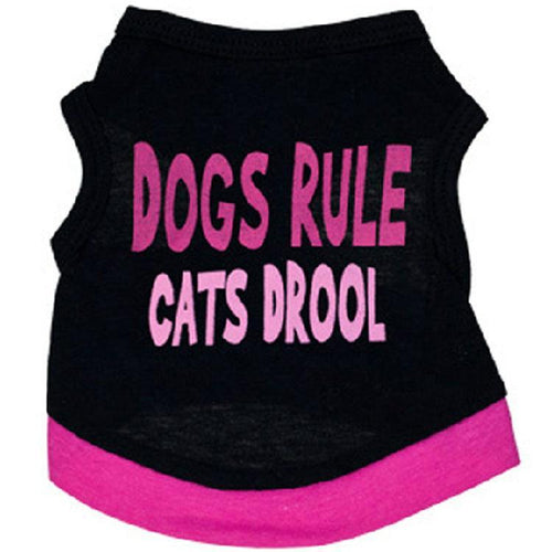 Black Printed Pink Letter Cotton Dog Vest