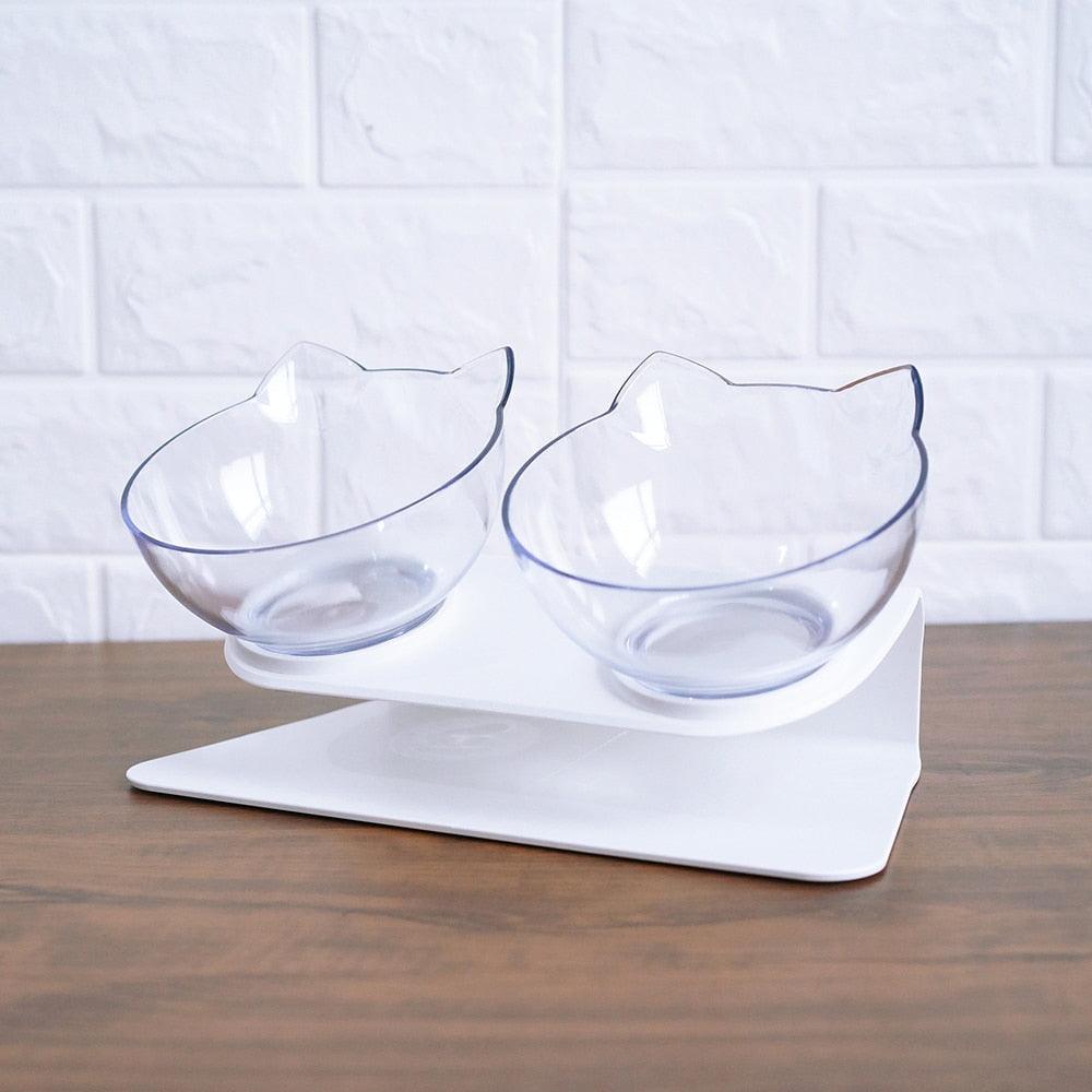 Elevated Non-Slip Double Cat Bowl With 15° Tilted Design