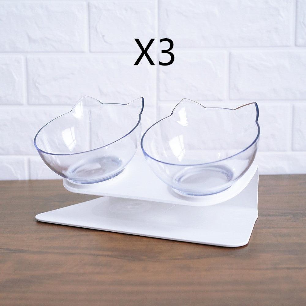 Elevated Non-Slip Double Cat Bowl With 15° Tilted Design